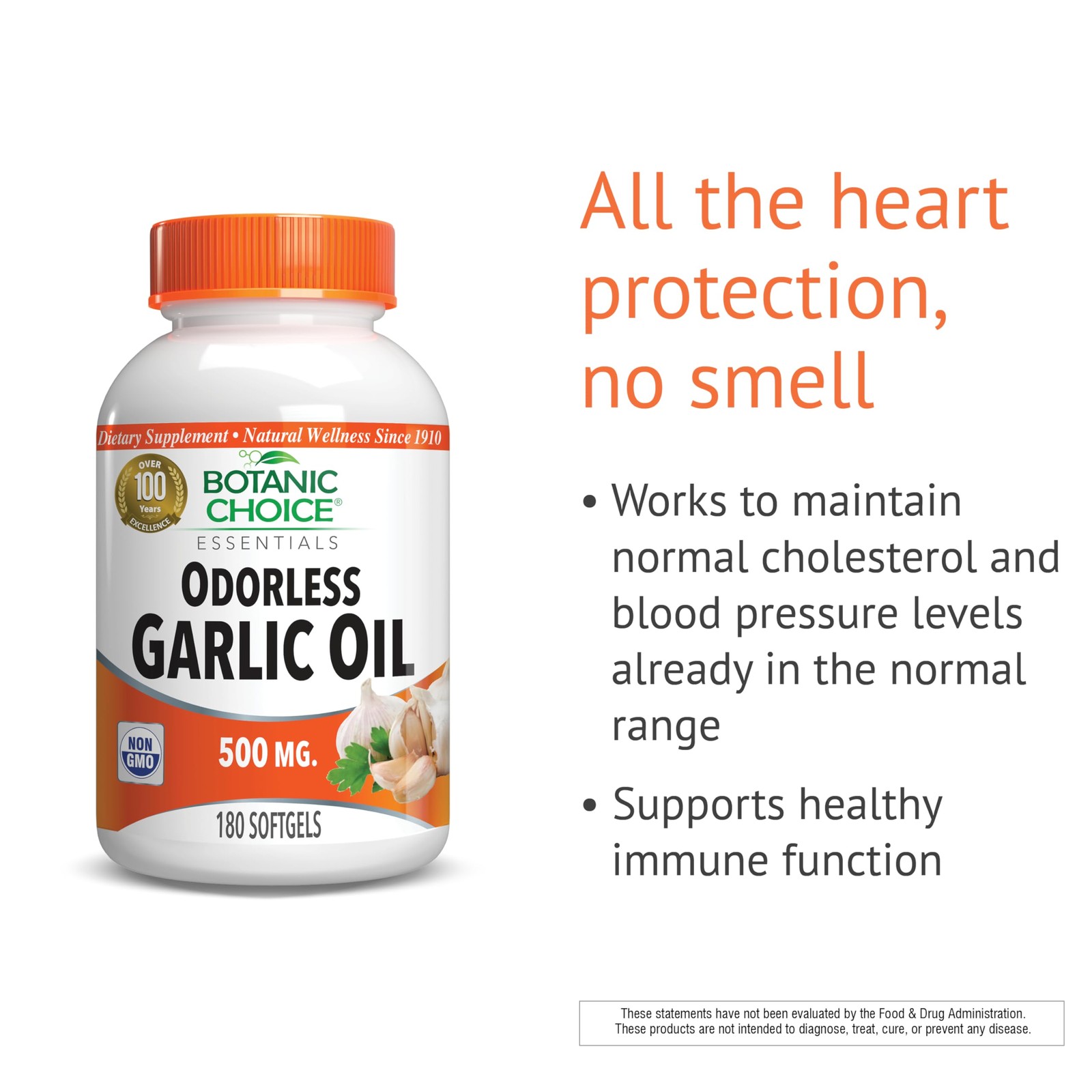 Odorless Garlic Oil Softgels – Antioxidant Cholesterol and Immune Support Supple