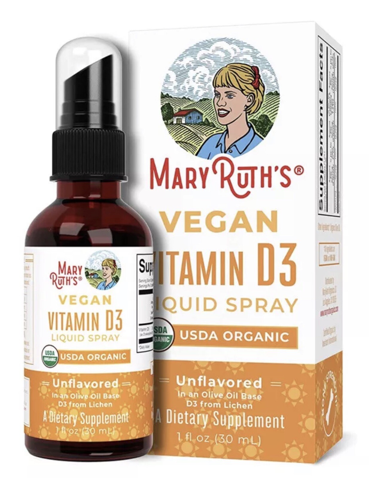 MaryRuth’s Vegan Vitamin D Unflavored Liquid Spray Organic 1 Fl oz Ex. 10/2026