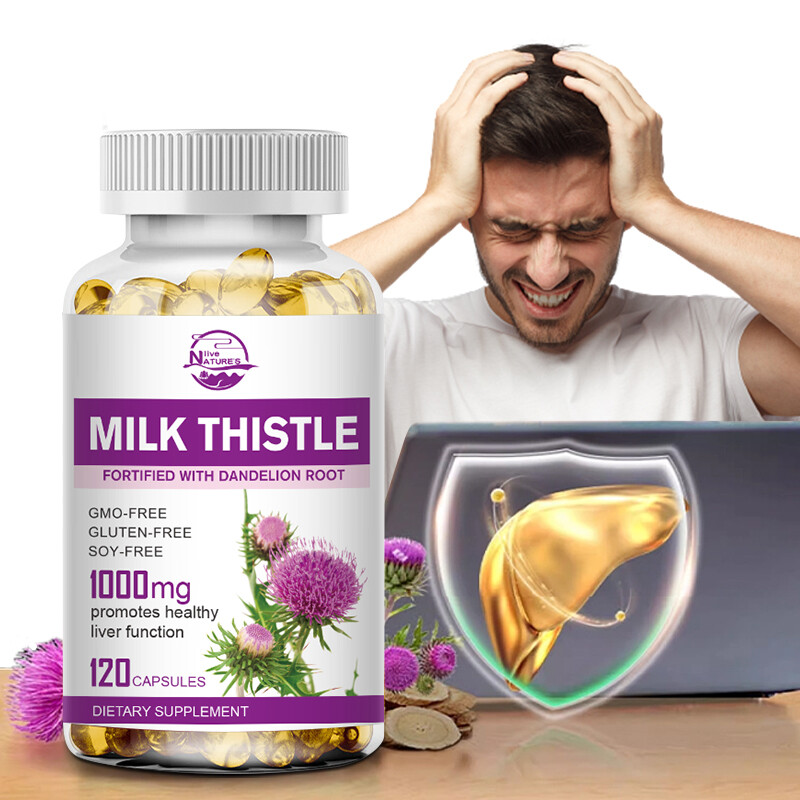 Organic Milk Thistle Capsules Liver Cleansing Detox Repairing Formula Pills Cap