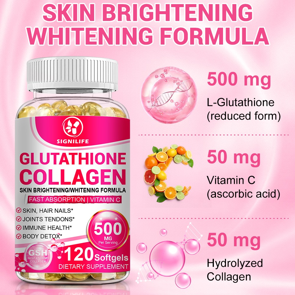 120 Capsules Collagen Glutathione Pills Whitening Skin Bleaching Lightening Best