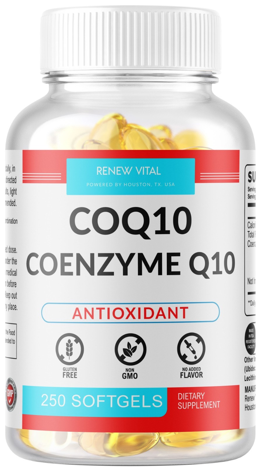 CoQ10 300mg, 250 Softgels Coenzyme Q10 Non-GMO 125 Servings