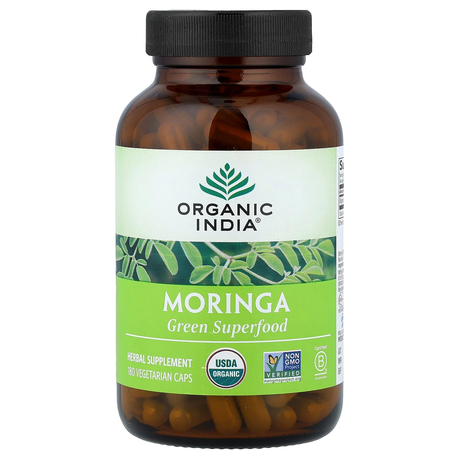2 X Organic India, Moringa, 180 Vegetarian Caps (350 mg per Capsule)