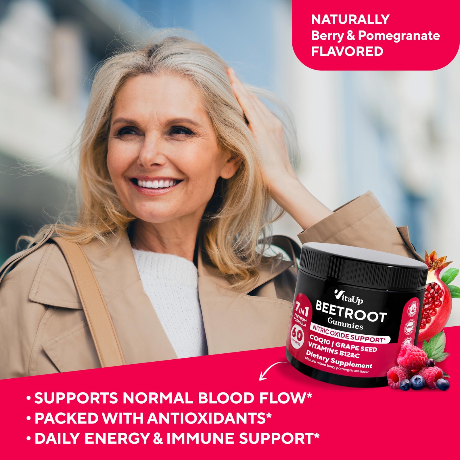 Beet Root Gummies – Beetroot Gummies with CoQ10, Grape Seed, Vitamin C, B12 &…