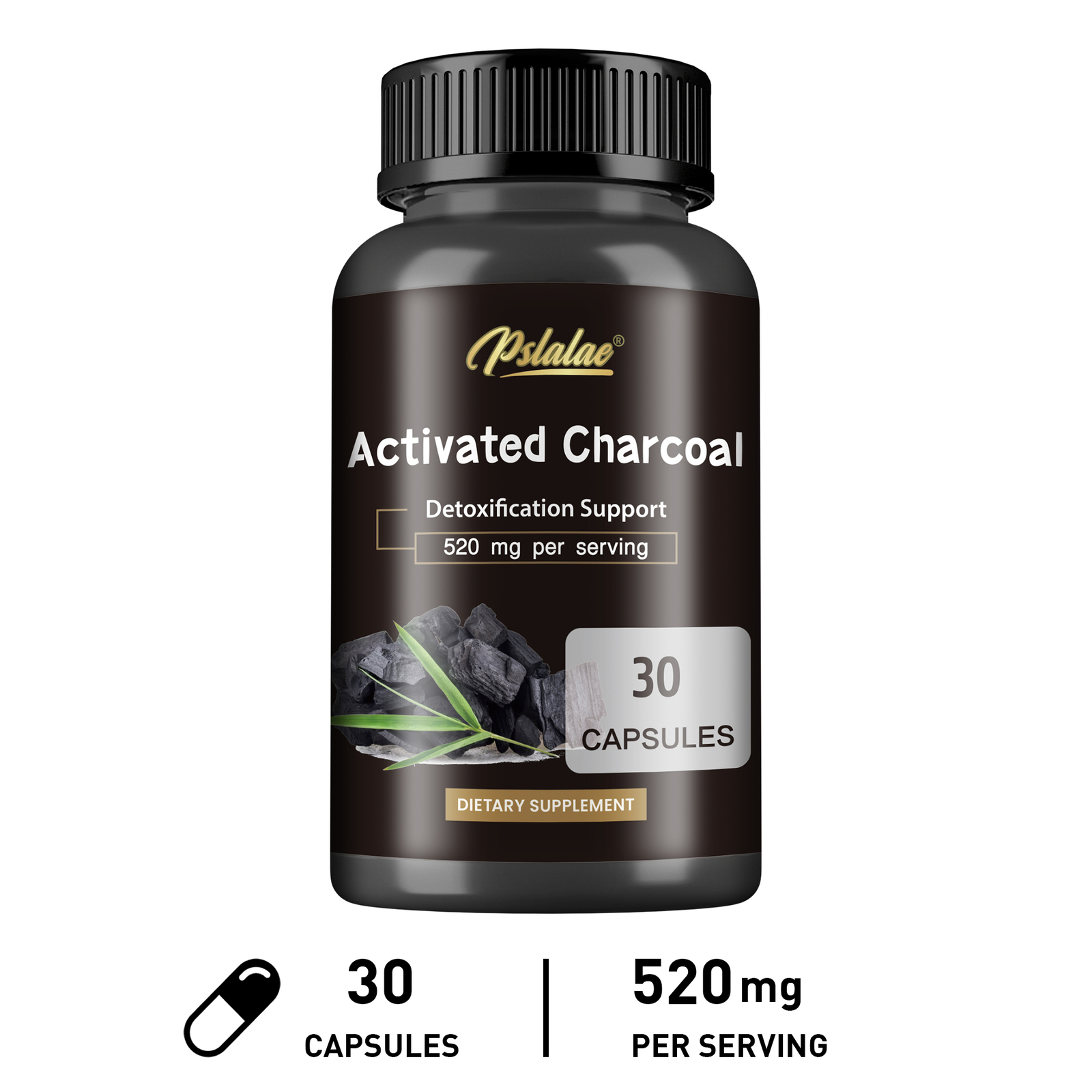 Activated Charcoal 520mg- Indigestion, Cleanse Detox, Relief Bloate, Gluten Free