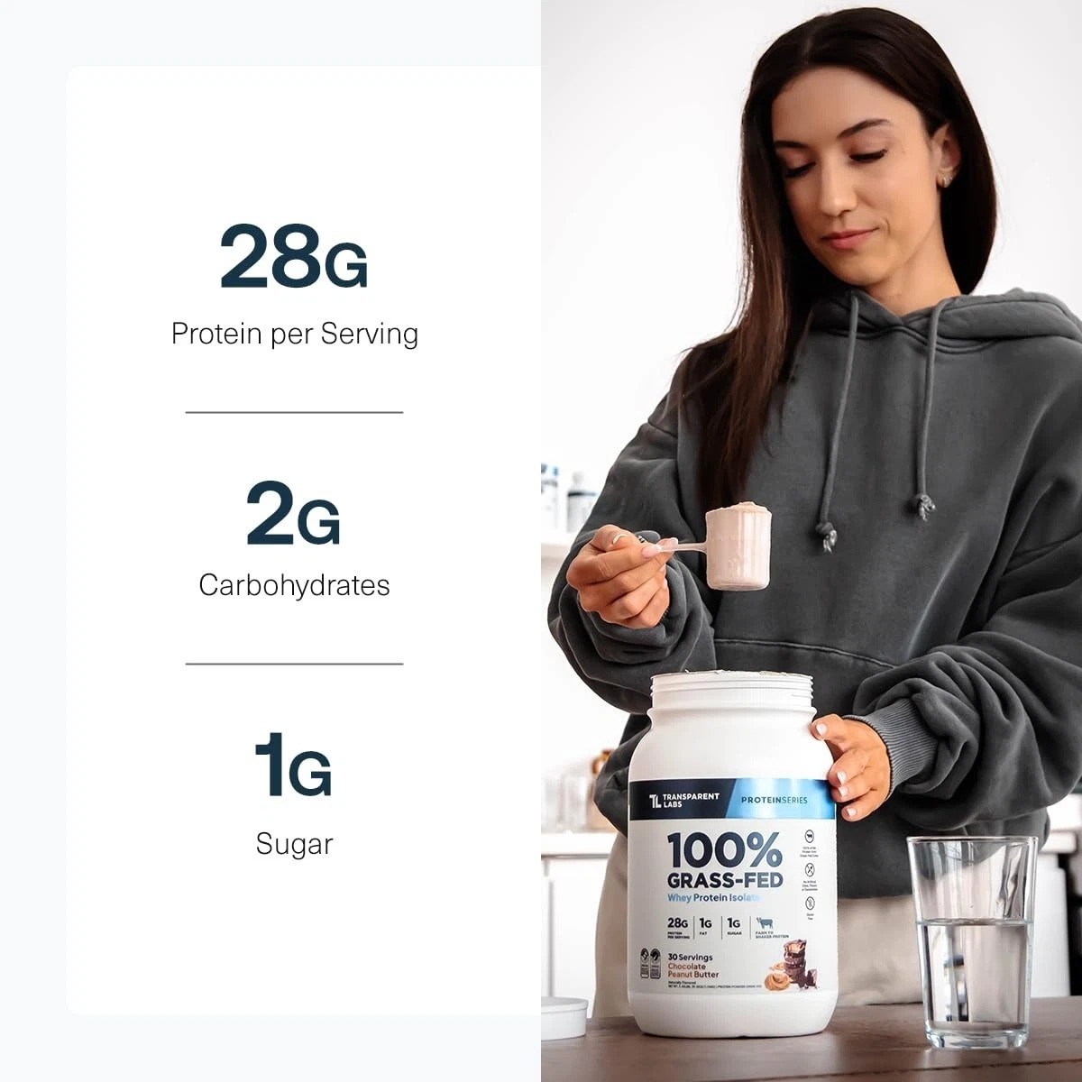 Transparent Labs GrassFed Whey Protein Isolate Naturally Flavored, Gluten Fr…