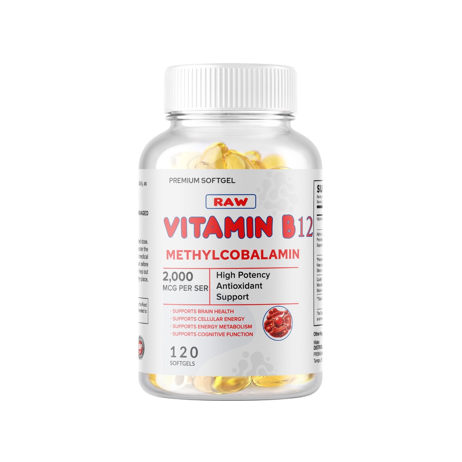 Vitamin B12 2000mcg Methylcobalamin – 240 Softgels Vegetarian USA MADE