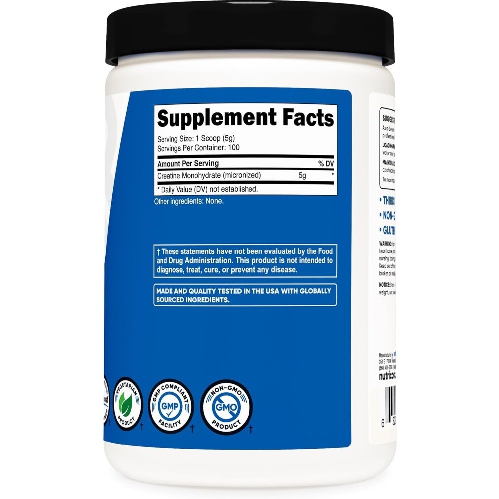NEW！Nutricost Creatine Monohydrate Micronized Powder 500G, 5000mg Per Serv (5g)