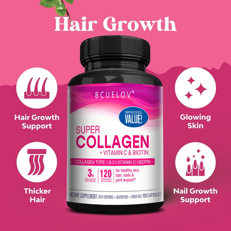 Collagen+Vitamin C & Biotin Capsules Revitalizes Muscles, Hair, Nails And Joints
