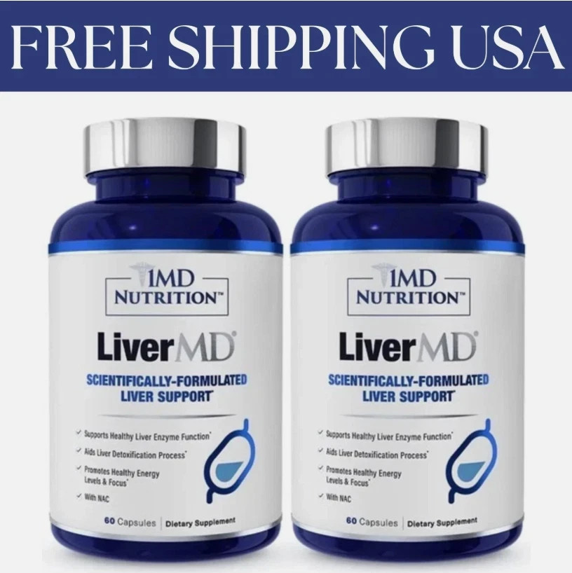 2-Packs 1MD Nutrition LiverMD – Liver Support Supplement 120 Caps | Exp 09/2028