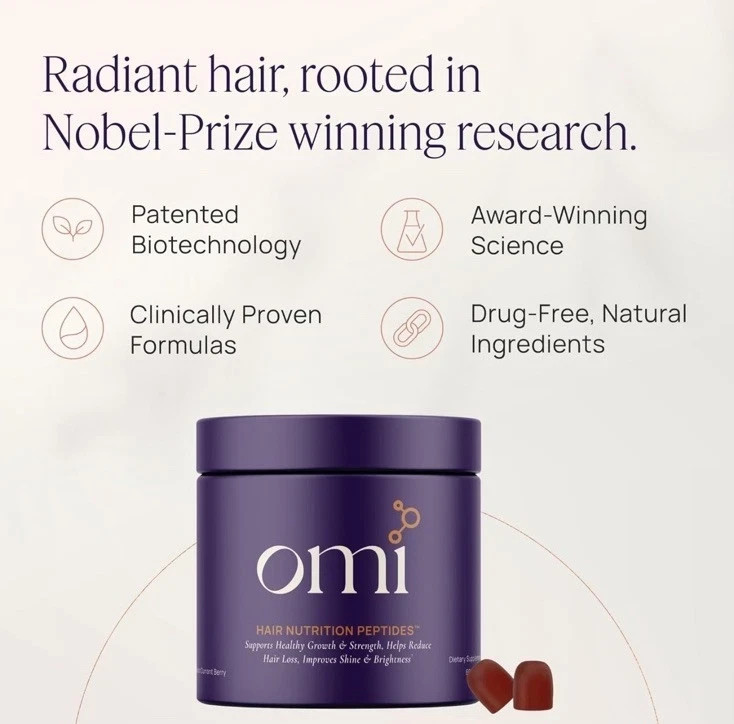 Omi – Peptide Gummies, Hair Nutrition Strength & Reduce Hair Loss 120 Gummies