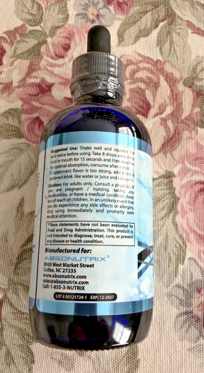Absonutrix DMAE with Huperzine A- 390 mg, 4 FL OZ Liquid, 302 Servings,USA Made