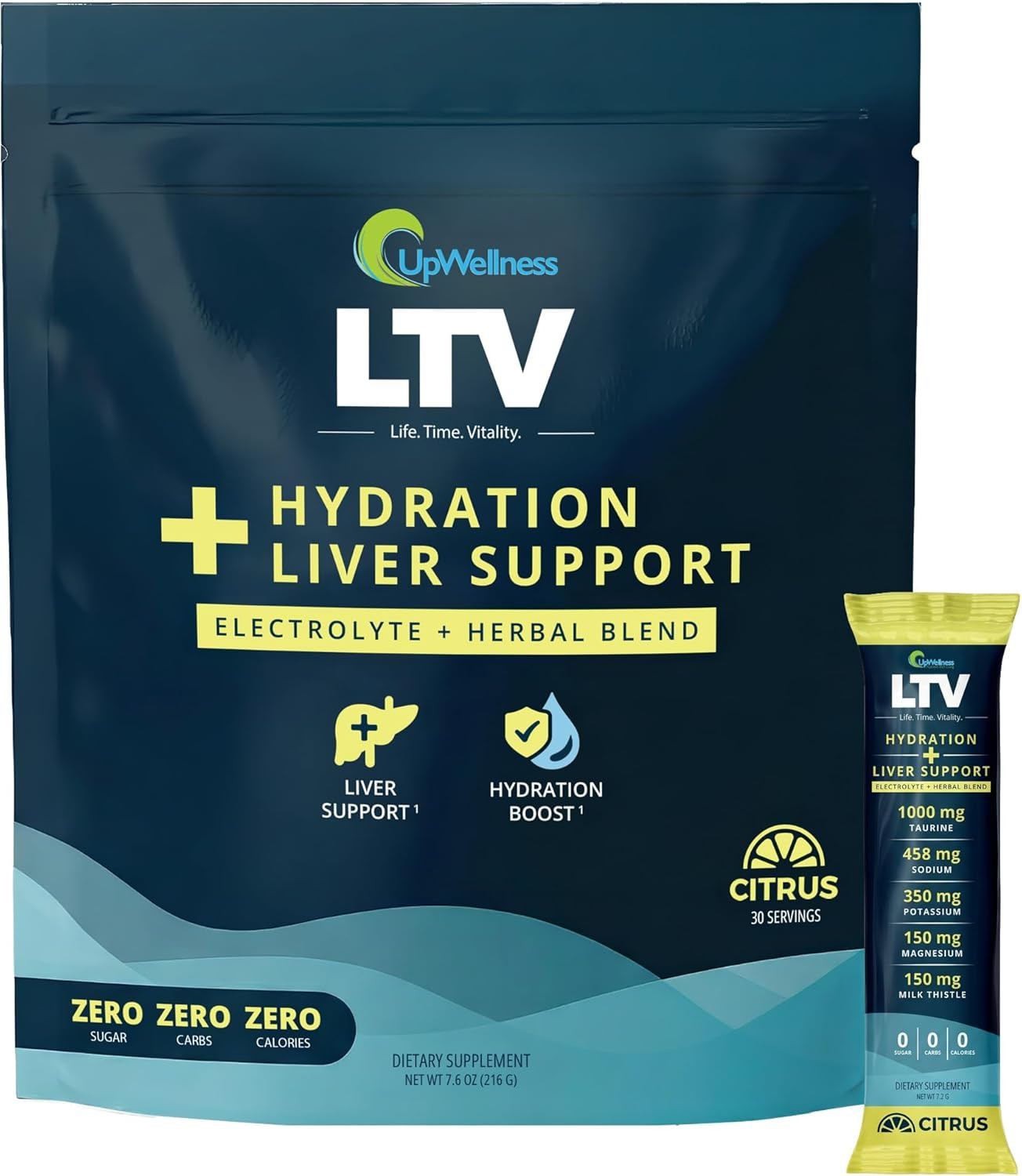 UpWellness LTV Hydration Powder Liver Support Electrolyte Drink Mix Packets