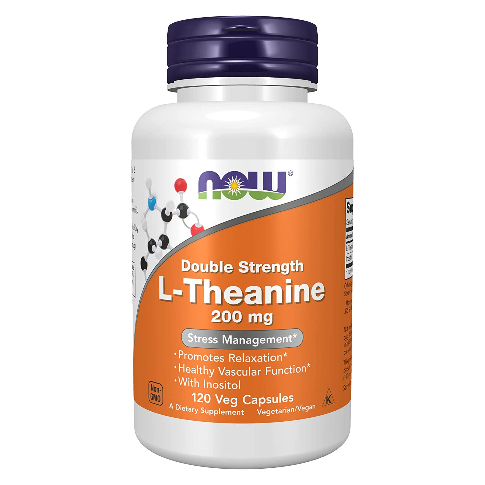NOW FOODS L-Theanine, Double Strength 200 mg – 120 Veg Capsules