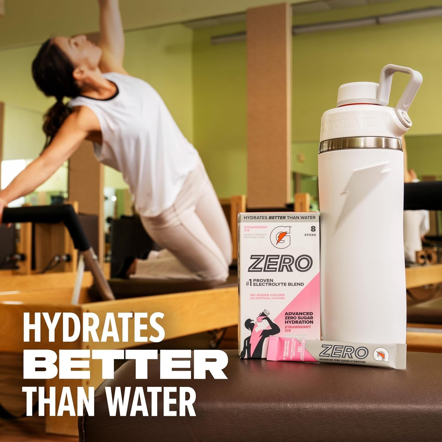 Gatorade Zero Sugar Electrolyte Powder Drink Mix – Strawberry Ice – 96 Servings
