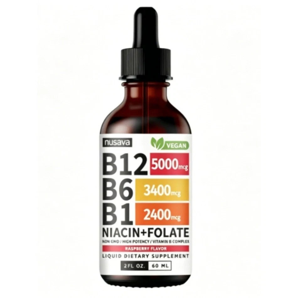 Nusava Vitamin B complex – B 12, B 6 & B 1 + Niacin & Folate 1/2/3 Bottles