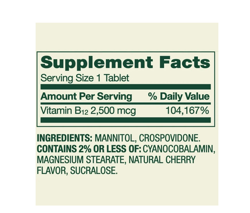 3 PACK Spring Valley Vitamin B12 Quick Dissolve Tablets Supplement Cherry