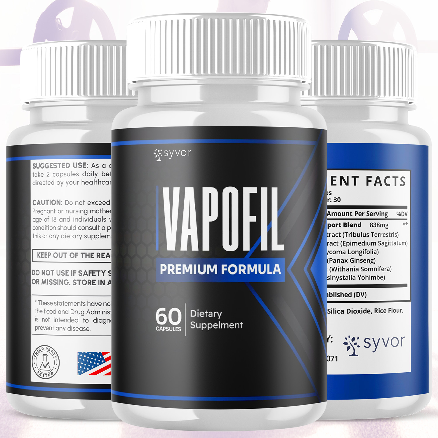 (1 Pack) Vapofil Advanced Male Pills Vapo Fil Formula Supplement 60 Capsules