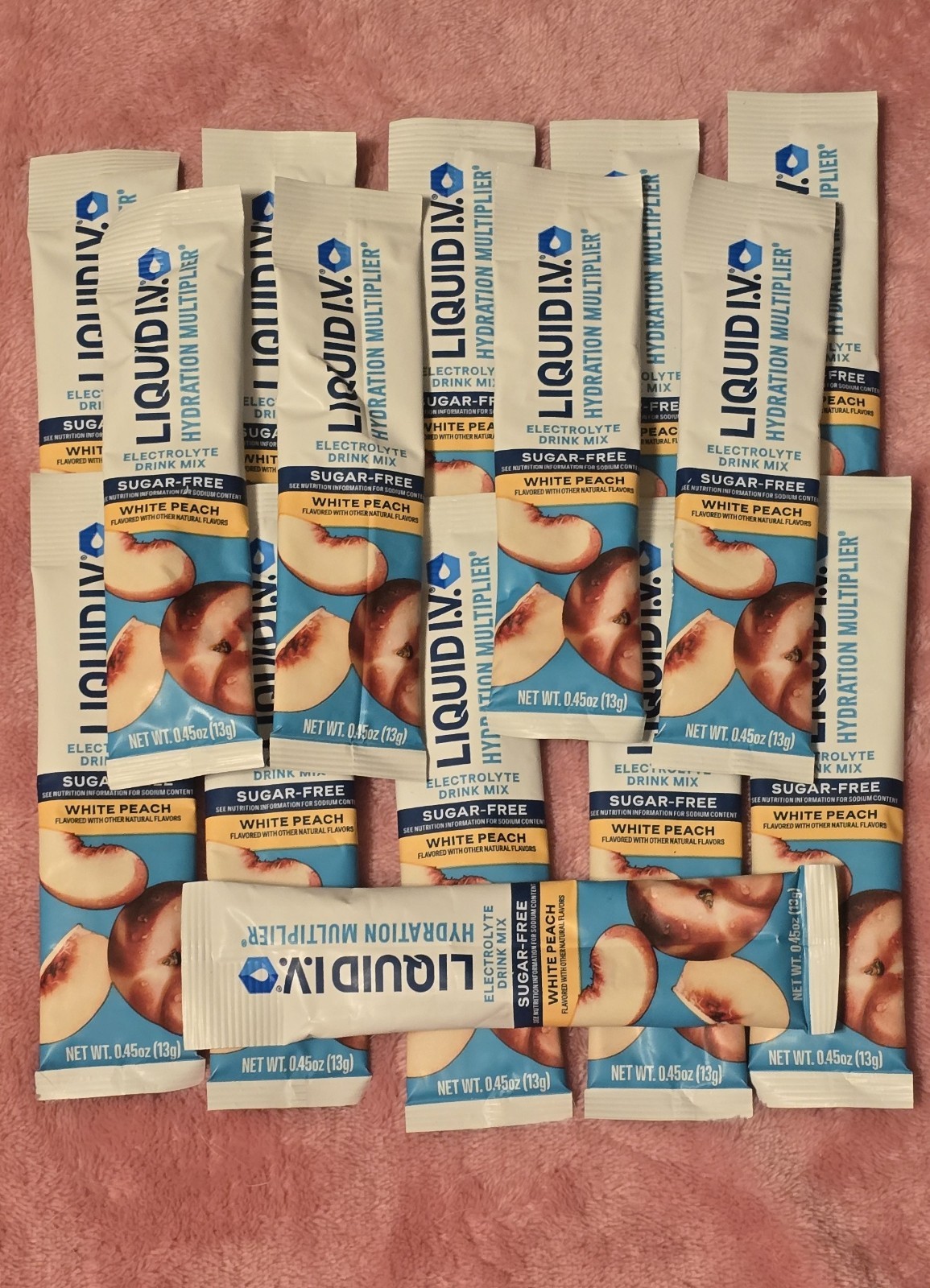 15 Single pack Liquid IV Sugar-Free White Peach Electrolyte Drink Mix