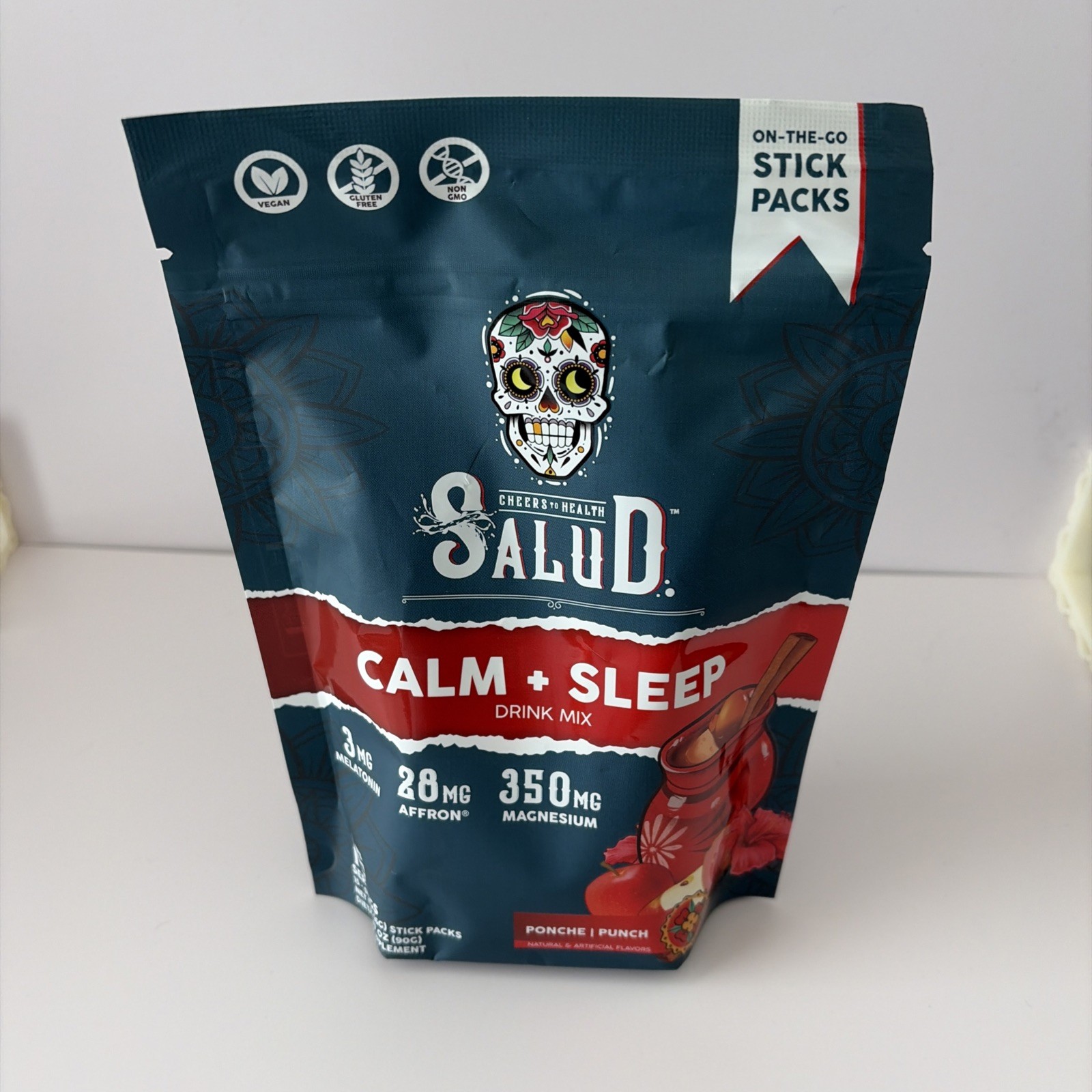 SALUD Calm + Sleep 2-in-1 Drink Mix, Punch Flavor – 15 Stick Packs