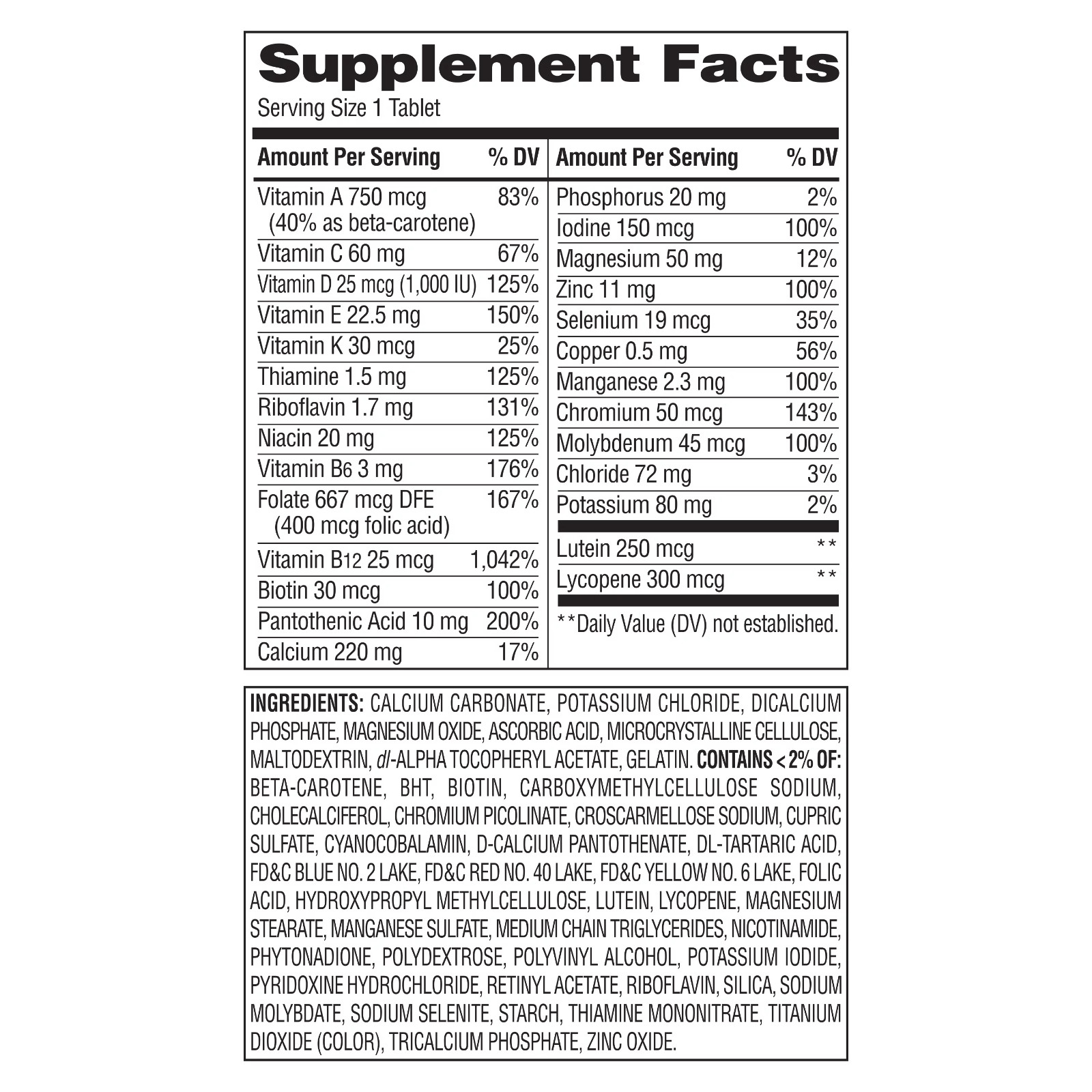 Complete Multivitamin/Multimineral Supplement Tablets, Adults 50+, 450 Count
