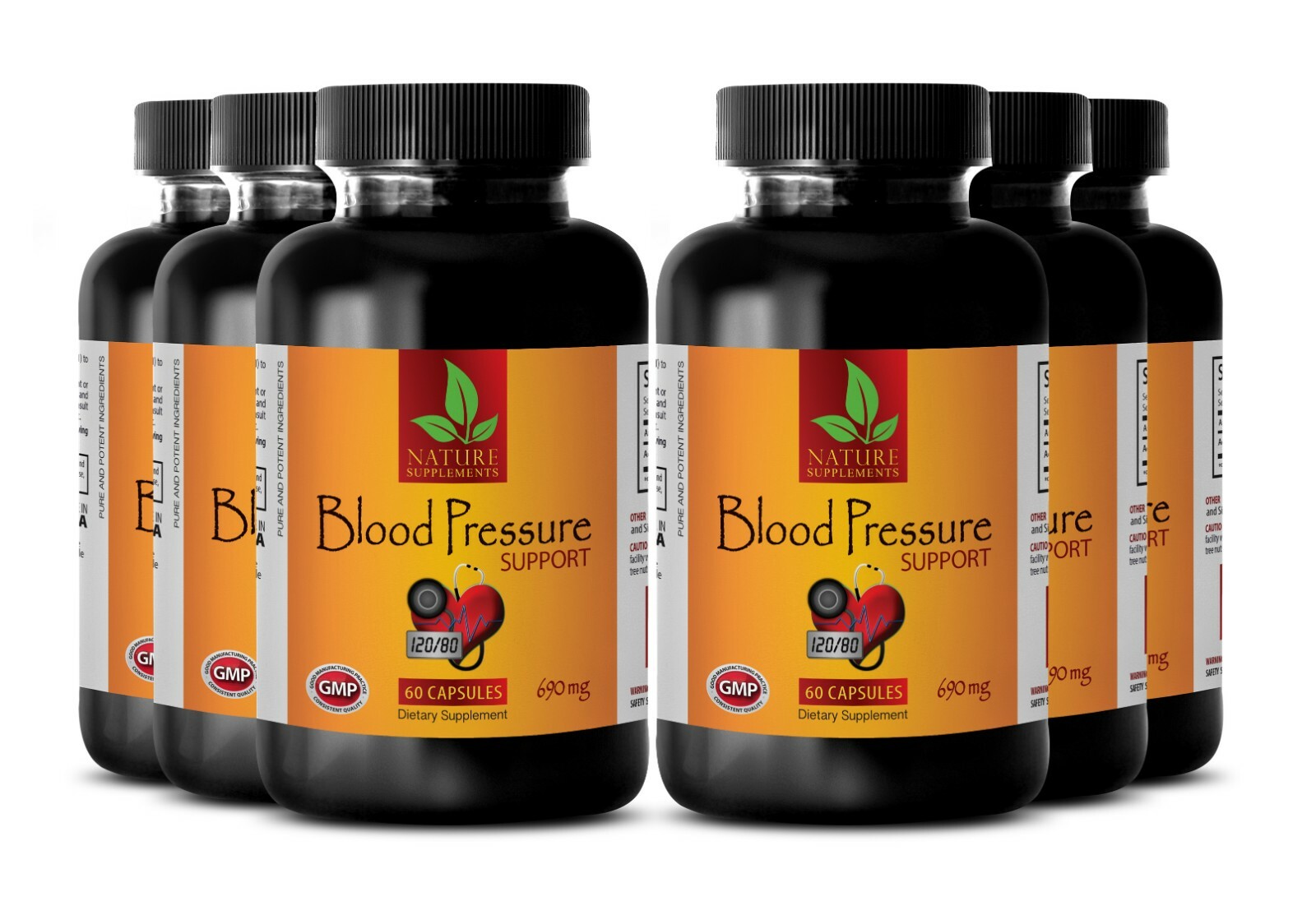 Blood Pressure Support. Cardiovascular Health. Dietary Supplement (6 Bottles)