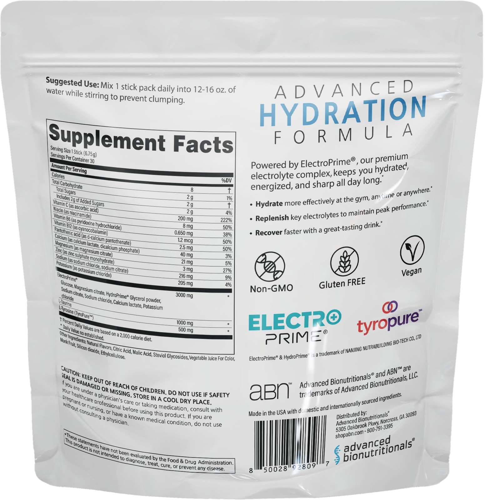 Advanced Bionutritionals Advanced Hydration Formula Electrolyte Drink Mix