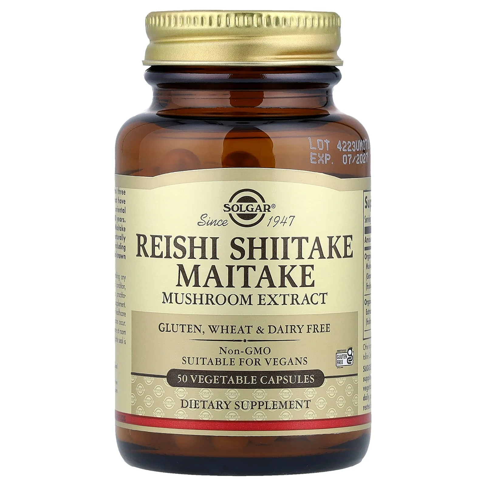 2 X Solgar, Reishi Shiitake Maitake Mushroom Extract, 50 Vegetable Capsules