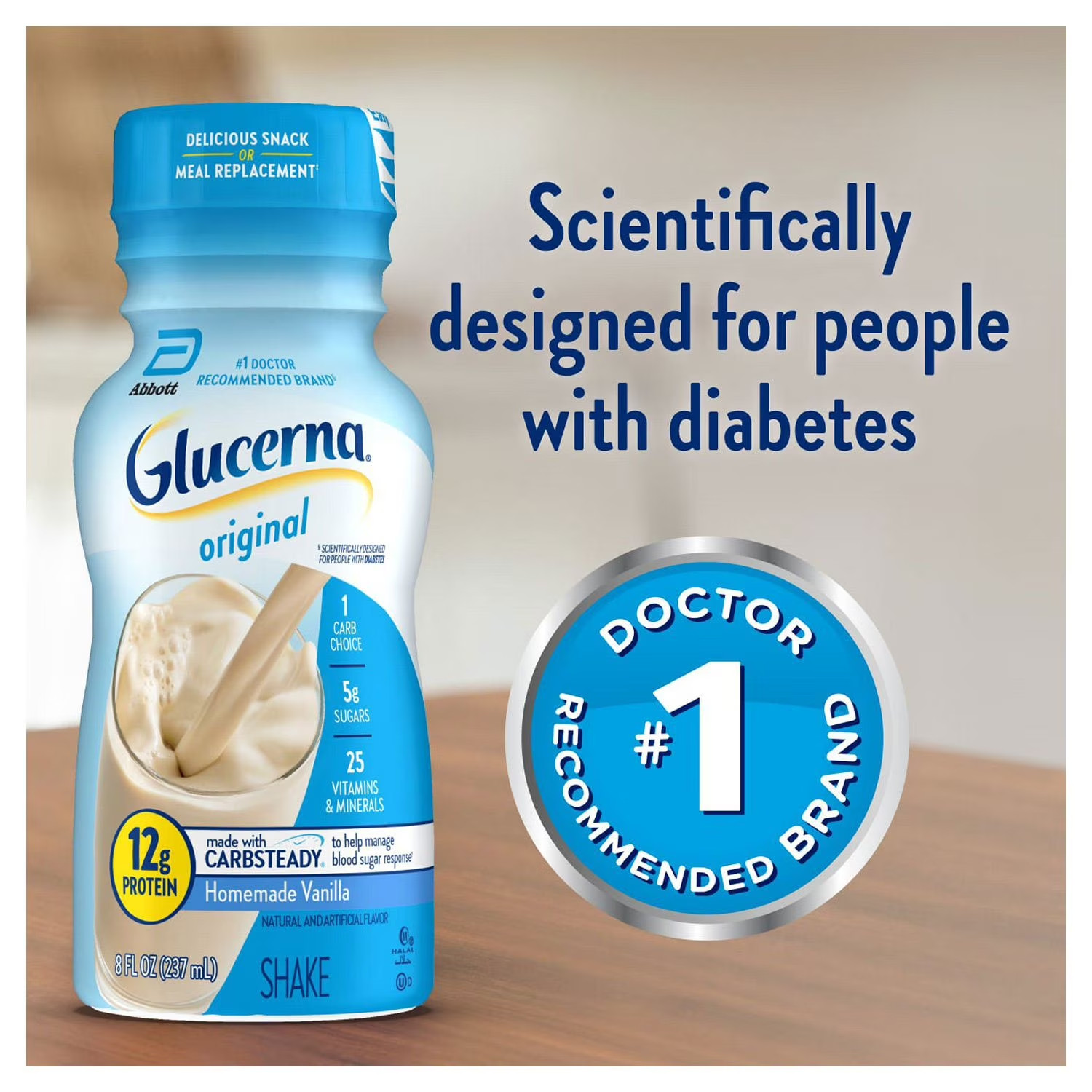 Glucerna 12g Protein Small Meal Replacement Shake Homemade Vanilla 8 fl.oz 24pk