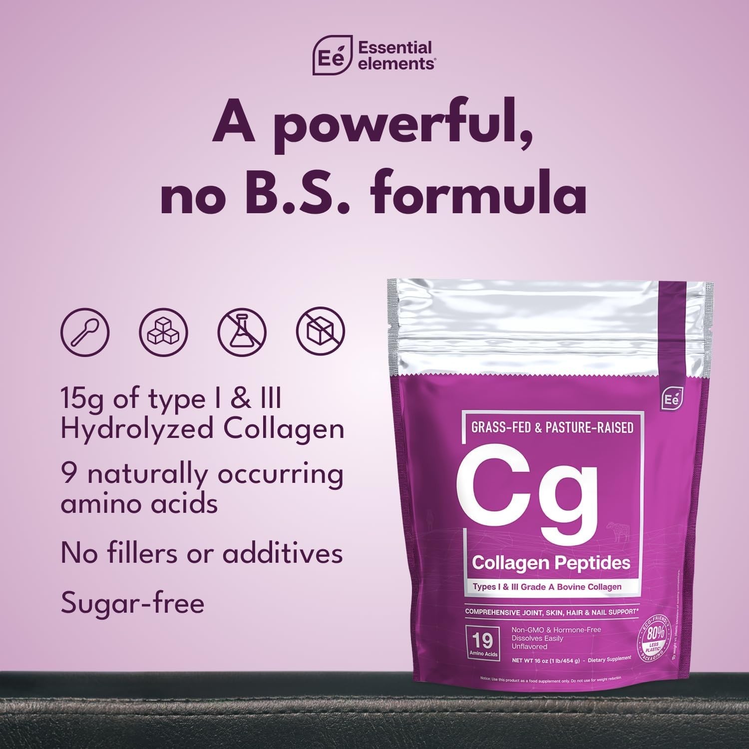Essential Elements Hydrolyzed Collagen Peptides Powder – Supplement for Joint,