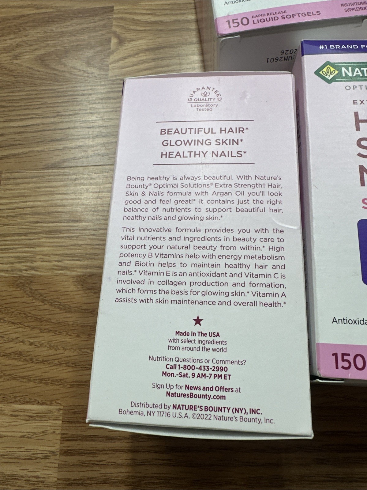 3 pack Nature’s Bounty Extra Strength Hair Skin Nails Biotin 150 softgels 12/26