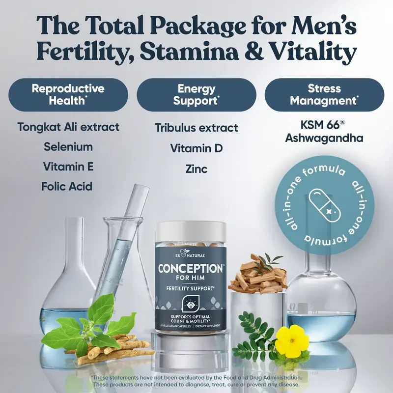 Conception For Him Fertility Support for Men, 60 Vegetarian Capsules (Overstock)
