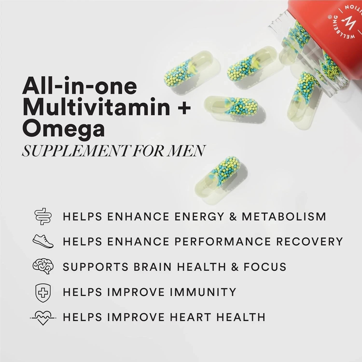 Wellbeing Nutrition Slow Multivitamin + Omega 3 – 60 Veg Capsules z087