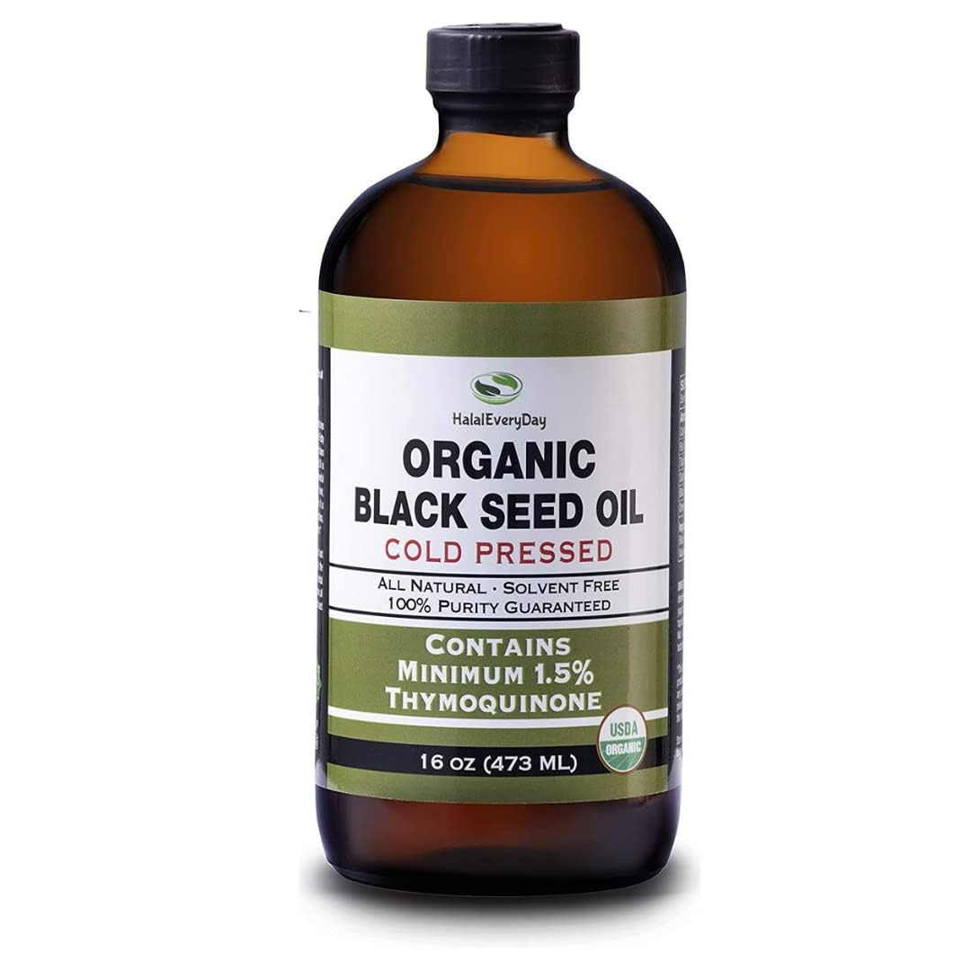 USDA Organic Black Seed Oil Supplement 16 Fl Oz Halal Vegan No Additives