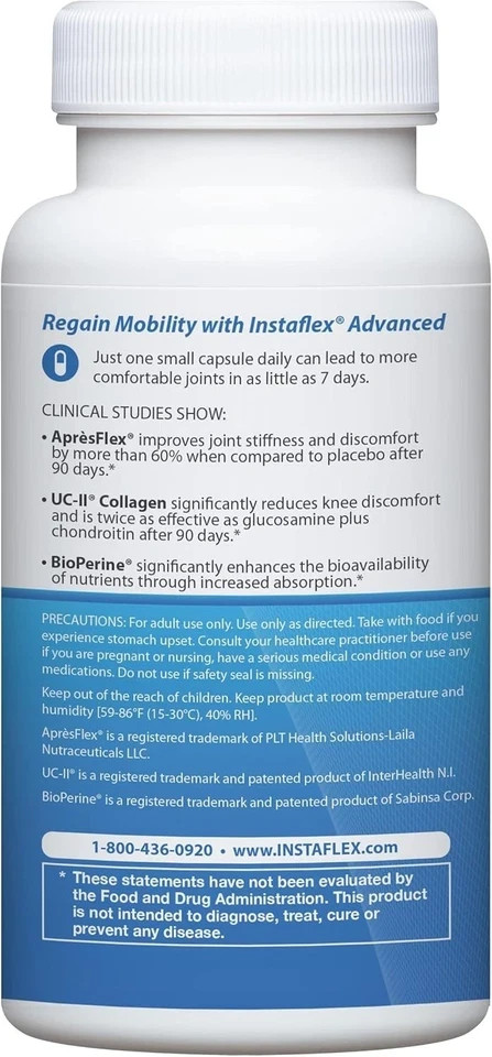 Instaflex Advanced Joint Support 30 Capsules Pain Relief Formula Exp 2027
