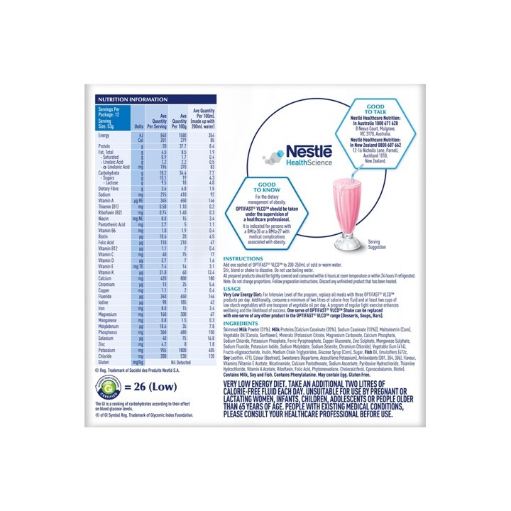 12’s x 53g OPTIFAST VLCD Shake STRAWBERRY Flavor Weight Loss Fast Ship