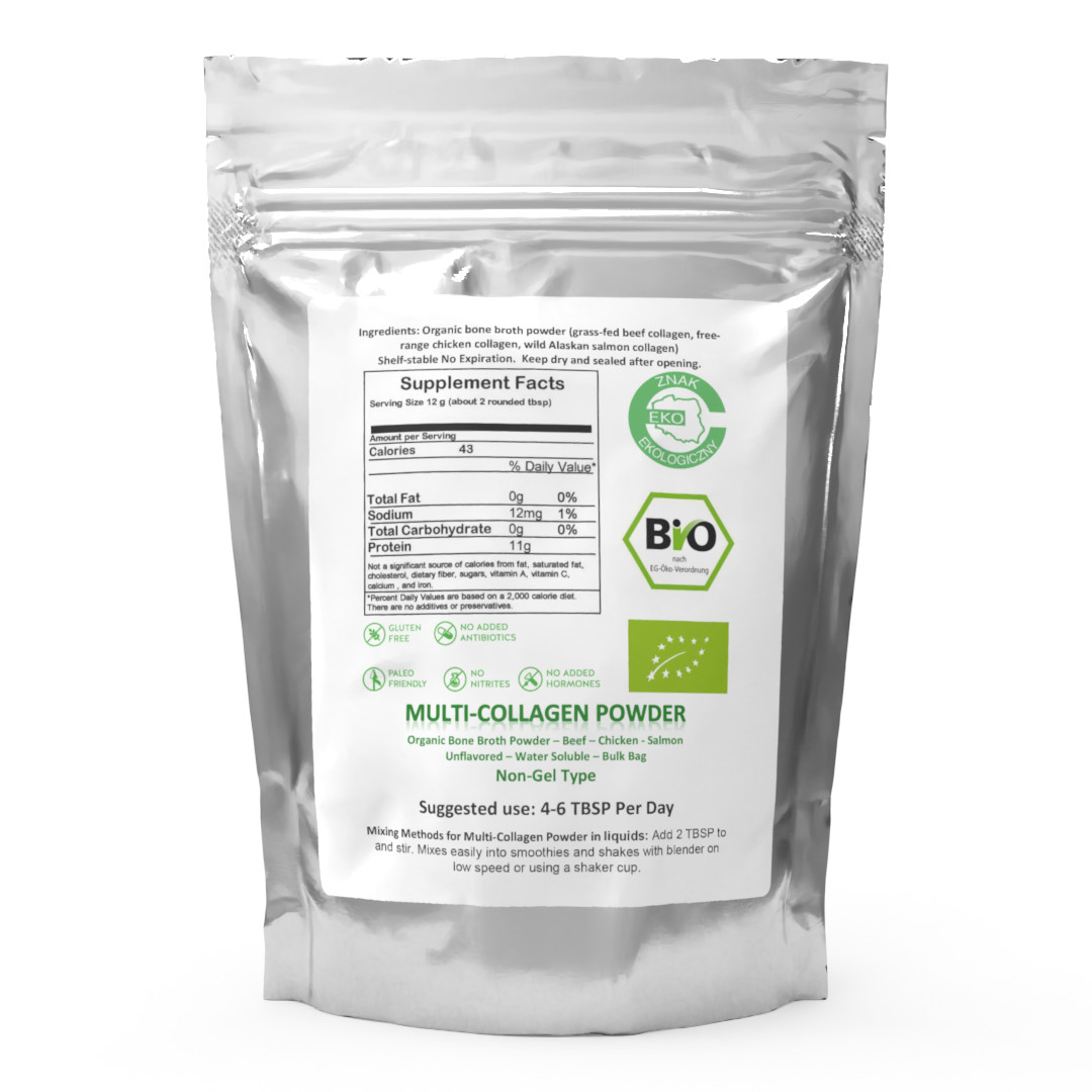 Multi-Collagen Powder – Mixes with water – Pure Protein Organics 300g- Grass-fed