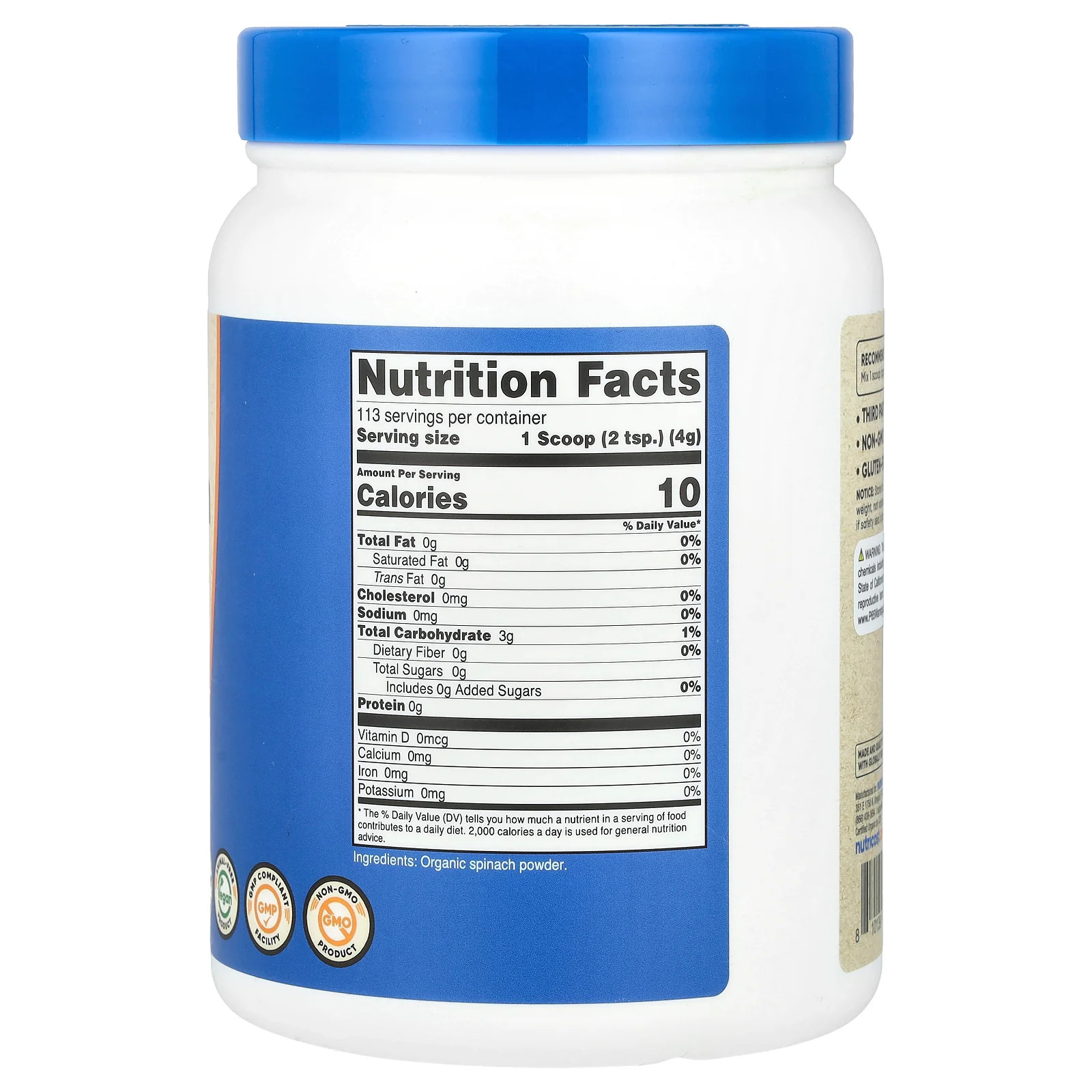 2 X Nutricost, Organic Spinach Powder, Unflavored, 16.2 oz (454 g)