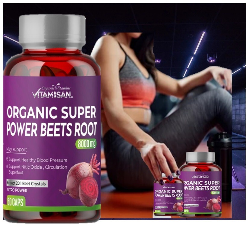2 Organic Vitamins Beet Root Powder 8000mg Caps Nitric Oxide Booster Superfood