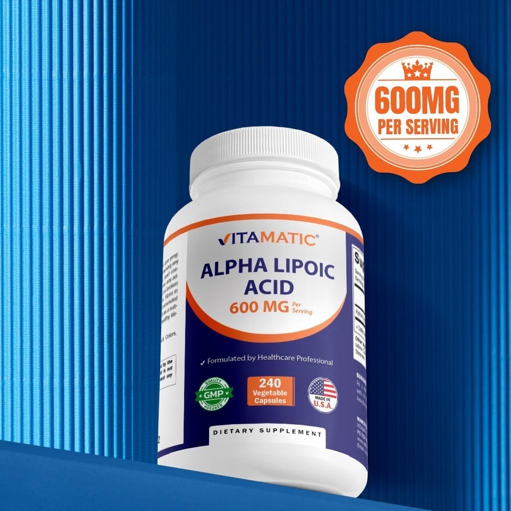 Alpha Lipoic Acid (ALA) 600mg PerServ 240Caps Vitamatic Antioxidant Brain Health