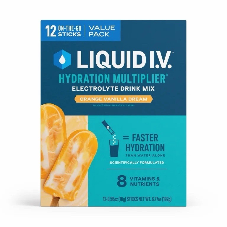 Liquid IV Orange Vanilla Hydration Multiplier Powder Electrolyte Drink Mix, 12Ct