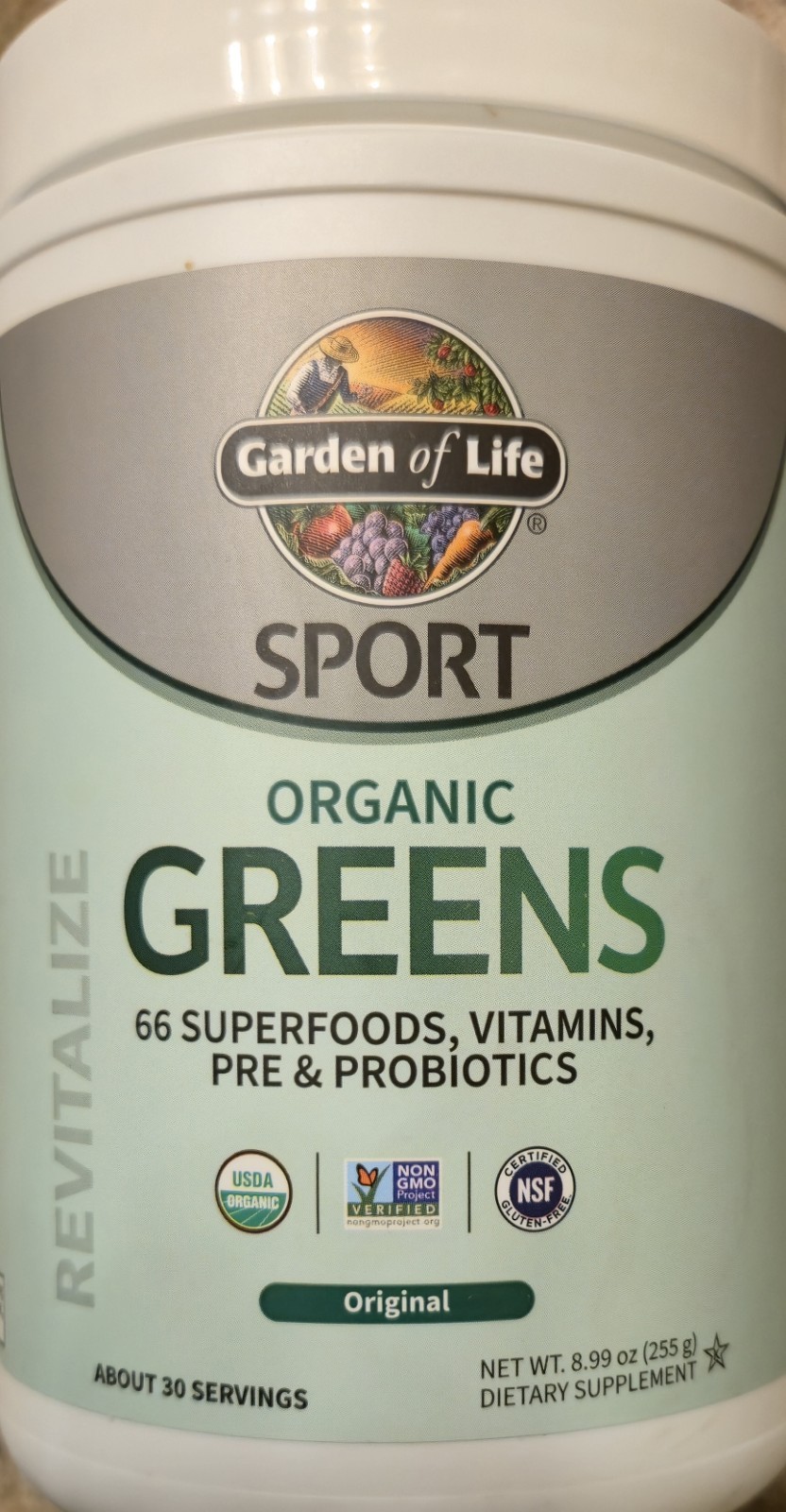 Garden Of Life SPORT ORGANIC GREENS Powder 9 oz (30 Serv) Original Fla BY 05/26