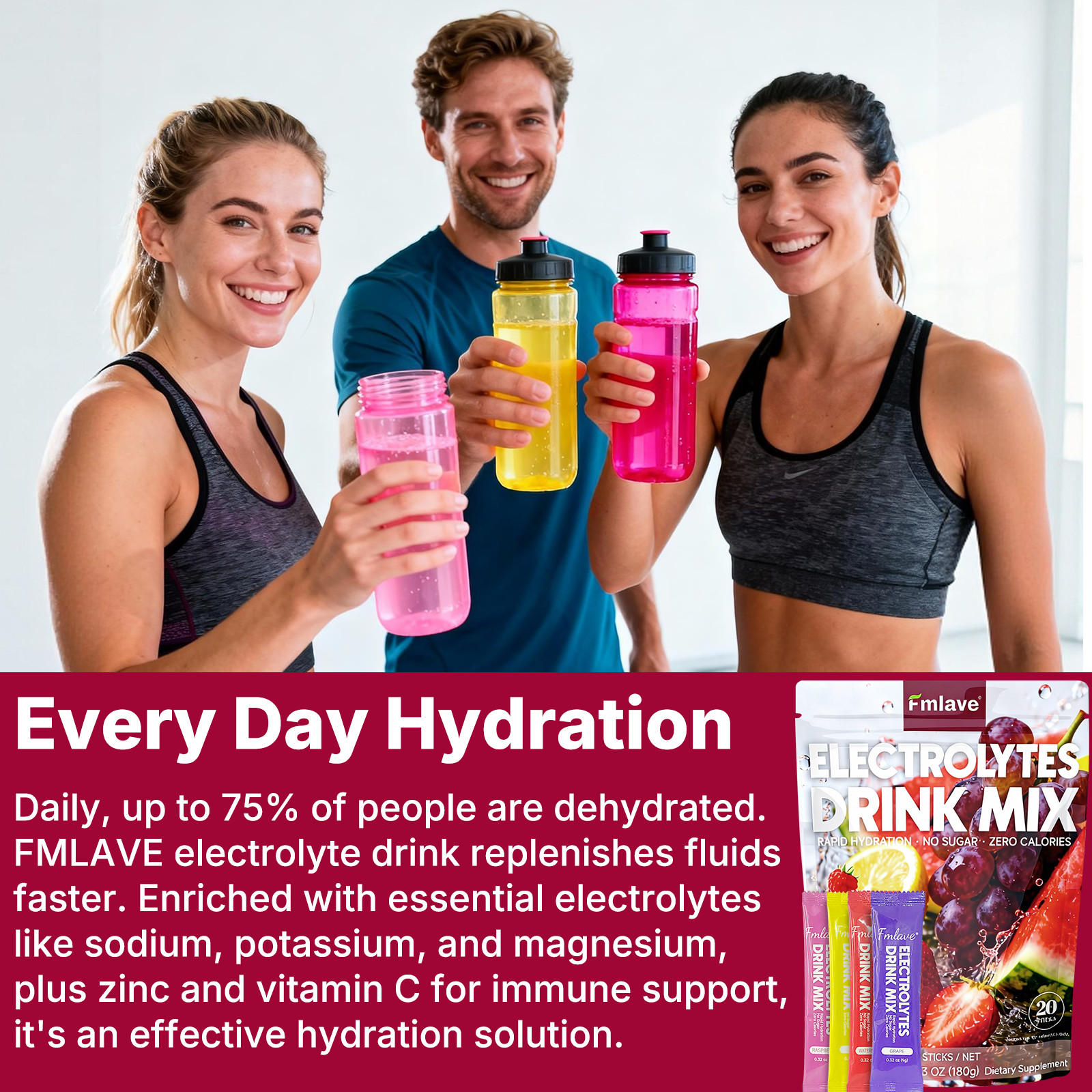 4x Electrolytes Powder Hydration Packets | Sugar Free Recovery Electrolyte Drink
