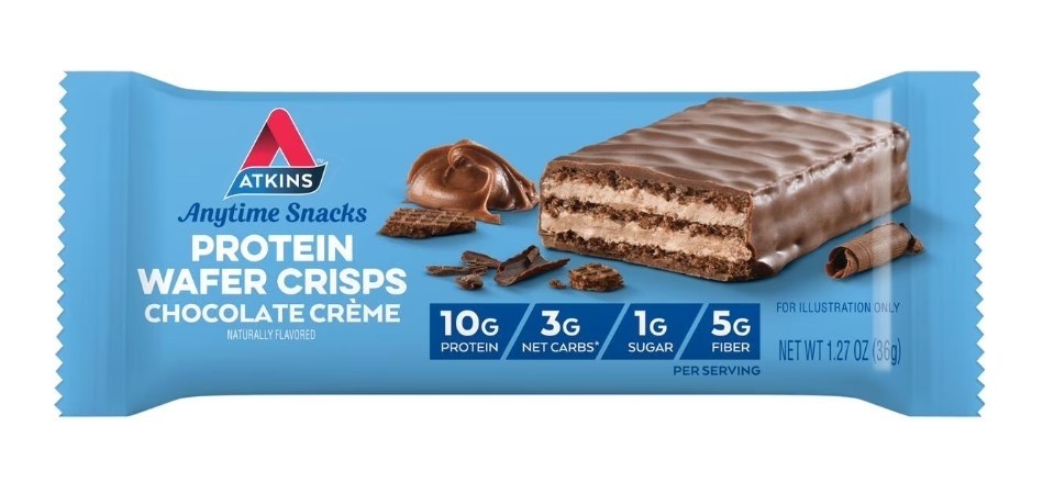 Atkins Chocolate Creme Protein Crisp Wafers, 5 Count, 10g Protein Snack