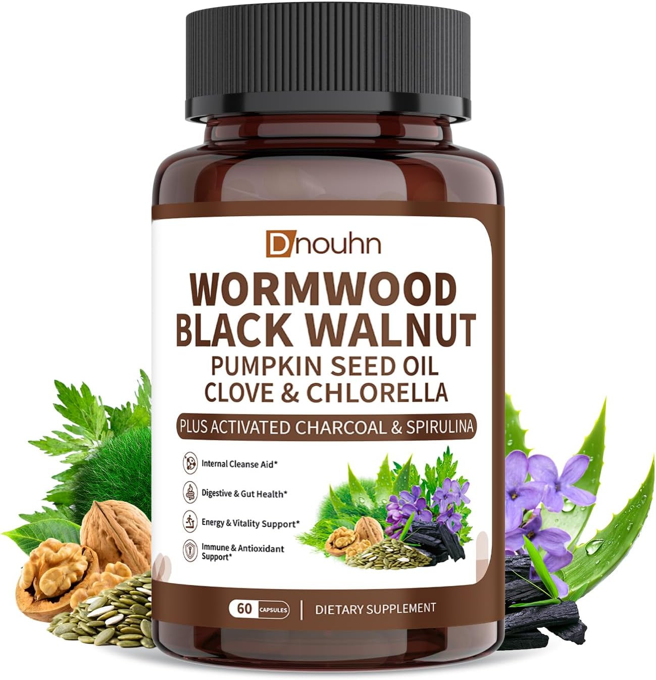 Wormwood Black Walnut Clove Parasite Cleanse for Humans Capsules – Natural Gut