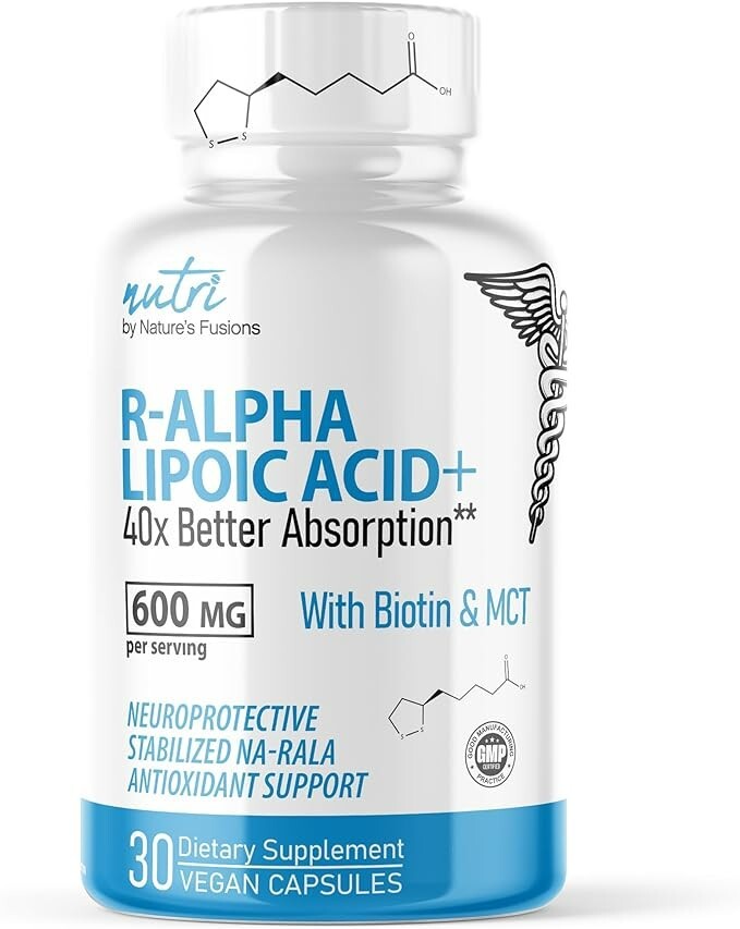 Nutri R Alpha Lipoic Acid 600Mg Capsules – R Lipoic Acid Stabilized with Biotin