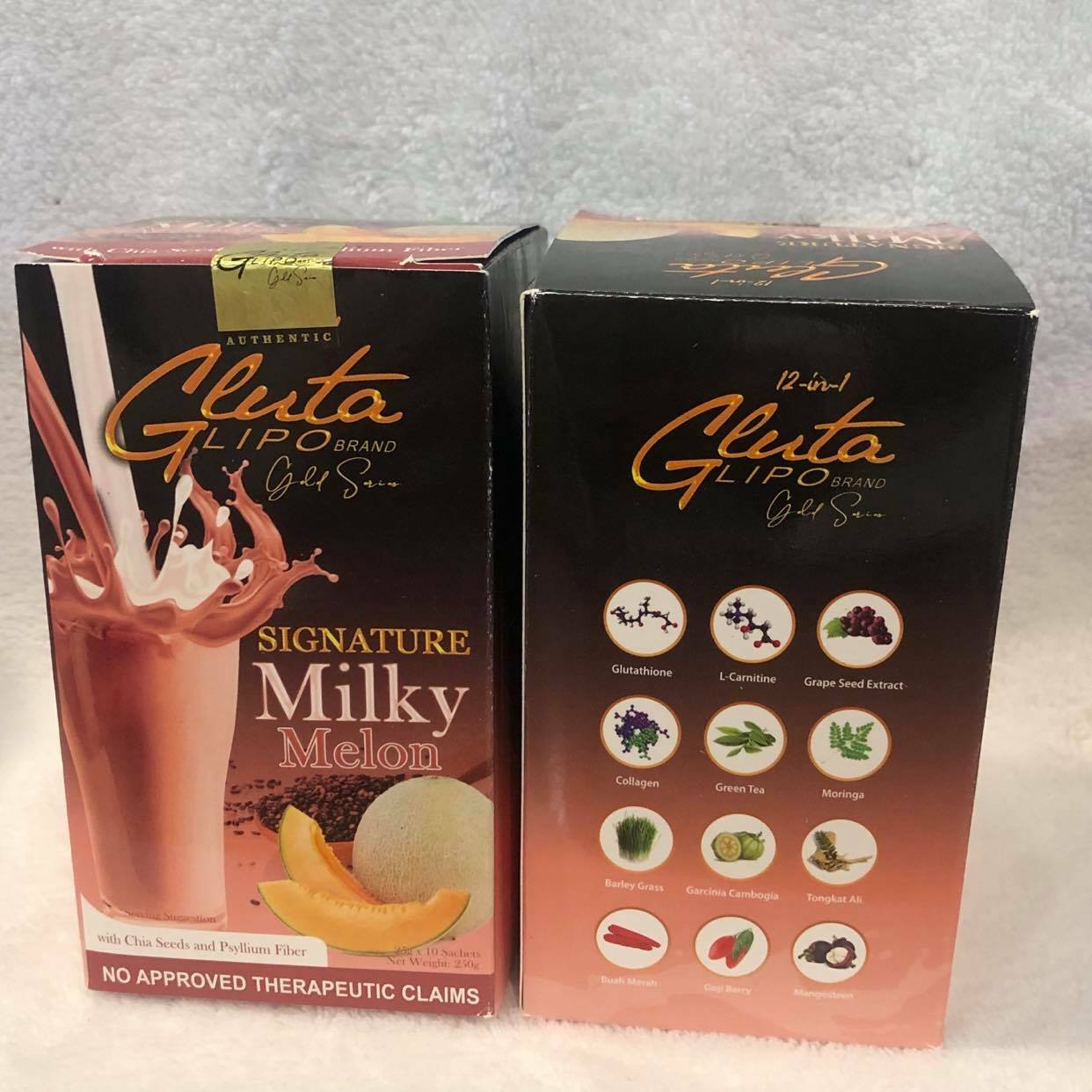 Gluta Lipo Milky Melon Detox Slimming & Whitening 12-In-1 / 10-Sachets
