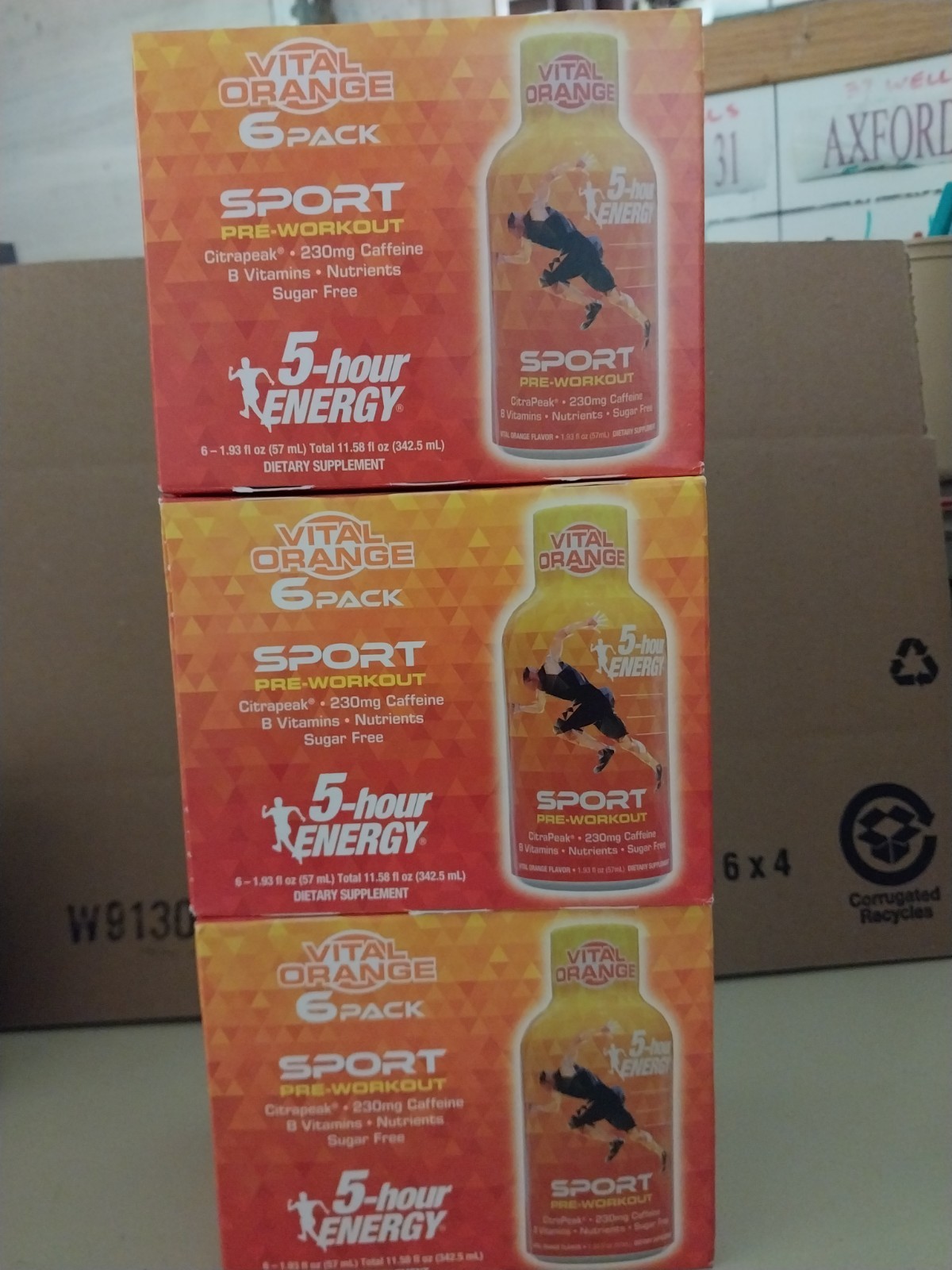 5 hour energy 3 (6 packs) vital orange sport pre-work out expires 9/ 2026