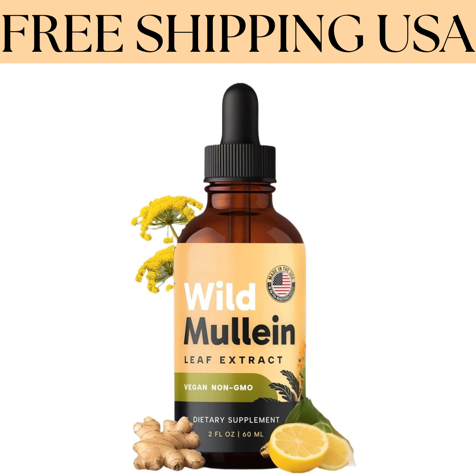 Wild RespiClear Mullein Leaf Extract Liquid Drops Vegan Non-GMO Lemon 2 fl oz
