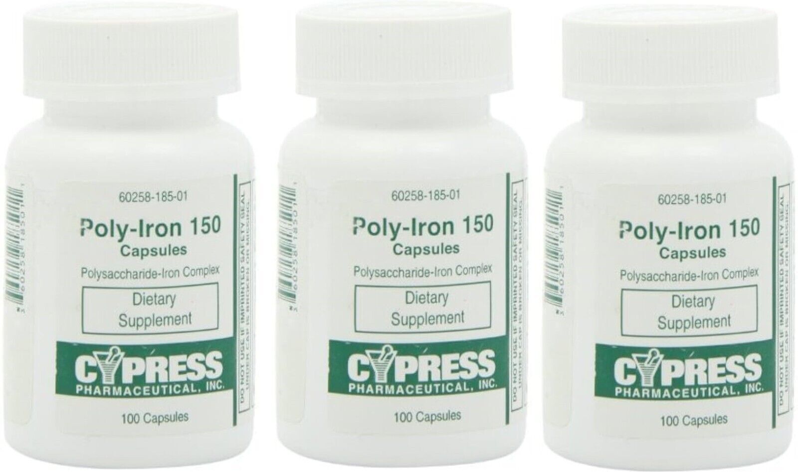 Cypress Poly-Iron 150 Polysaccharide-Iron Complex Supplement 100ct(3 Pack)