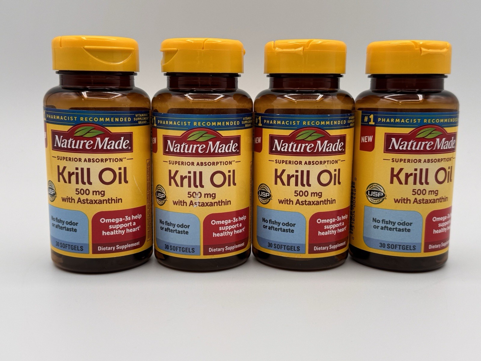 4 ~ Nature Made Krill Oil 500mg with Astaxanthin ~ 120 Softgels Total ~ 06/2027